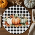 thumbnail image 2 of Fall Round Placemats Set of 4 Green Orange Pumpkin Place Mats Thanksgiving Woven Placemat Autumn Maple Leaves Black Plaid Circle Braided Table Mat for Kitchen Dining Table Party Home Decor 15 Inch, 2 of 9