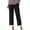 Black, variant on Fashion Plus Size Casual Pants for Womens Summer Cotton and Linen Solid Color Ruffle Elastic Waist High Waist Long Pants