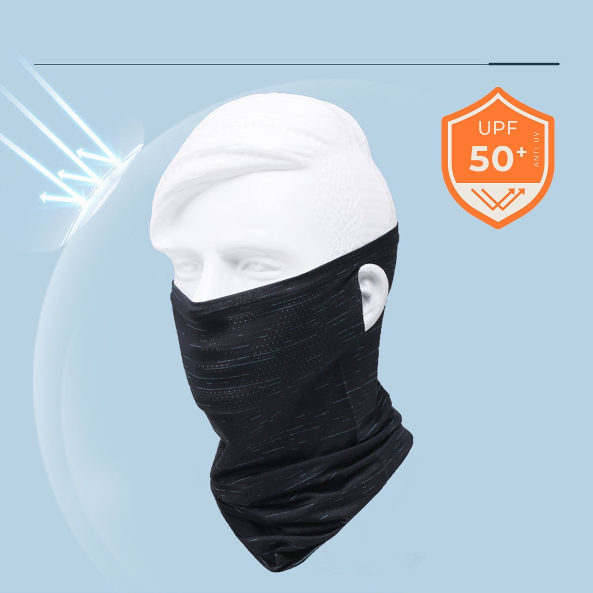Balaclava Face Mask Men Women Cooling UPF50+ UV Mask Moisture Wicking Breathable Stretch Black Bandana Lightweight Skin-Friendly