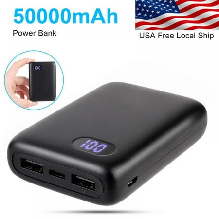 50000mAh Power Bank Portable Charger External Battery Pack ith Dual USB Outputs For IPhone Samsung Android Phone
