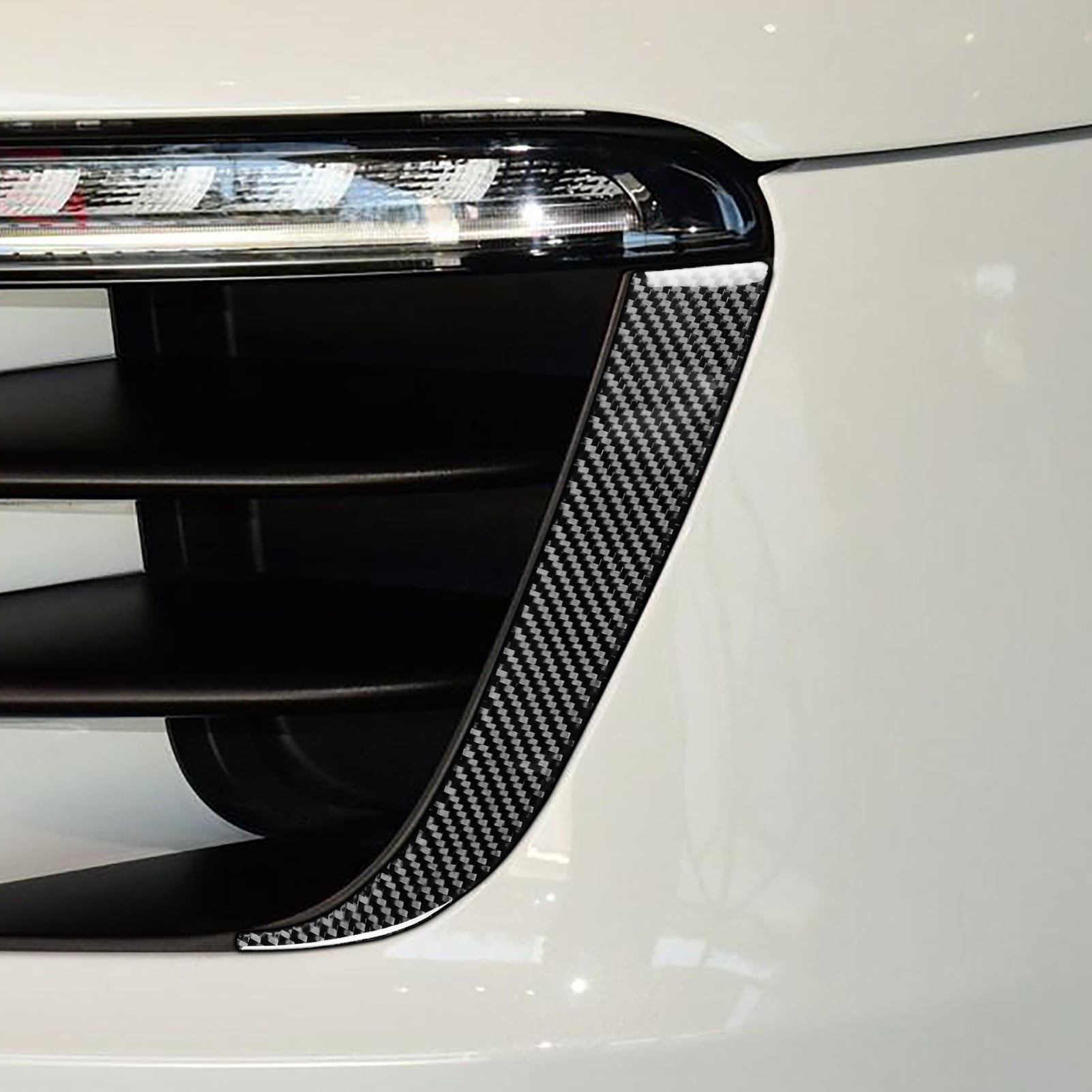 2Pcs Carbon Fiber Front Fog Light Strip Frame Trim For Porsche Macan 2015-2017