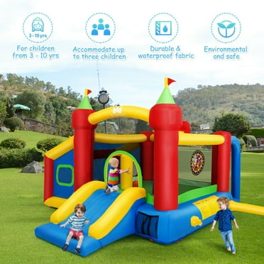 AiryFun Kids Bounce House With Blower, Inflatable Bouncy Juping Castle With Slide, Indoor