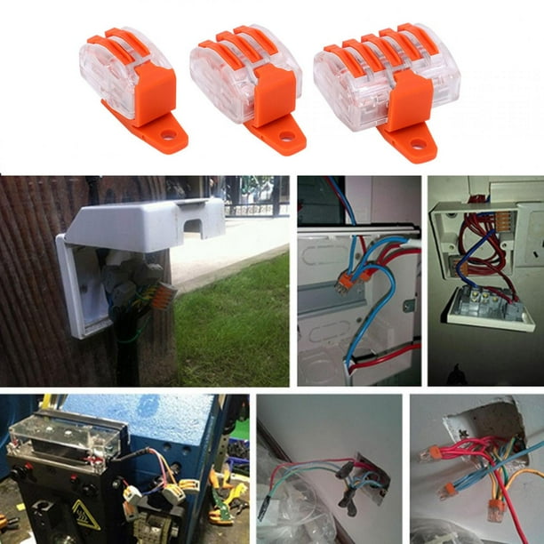 60 piezas de conector de cable + 30 piezas de soporte + 30 piezas de surtido de tornillos Kit de conector de empalme compacto para cables eléctricos Cables flexibles sólidos Anggrek Otros