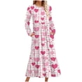thumbnail image 1 of ameIAEA Robe de la Saint-Valentin pour Femmes Manches Longues Col Rond Robe Décontractée Robe Maxi Ligne A avec Poches, 1 of 4