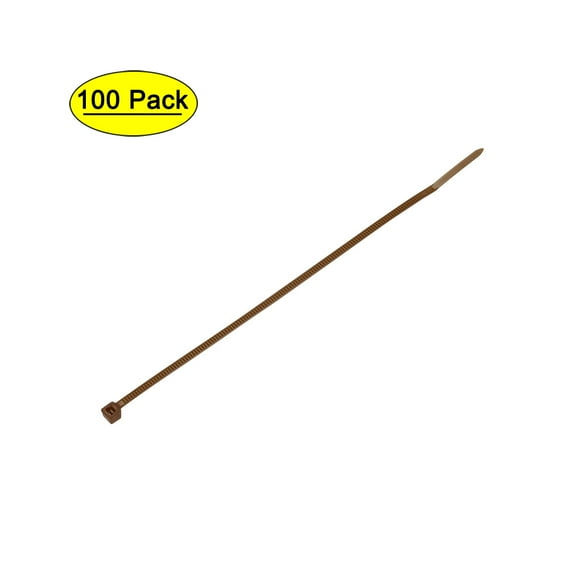 Uxcell Cable Ties Cable Zip Ties Adjustable Cable Tie Wraps Self-Locking Nylon 5.9" x 0.1" Brown 100pcs
