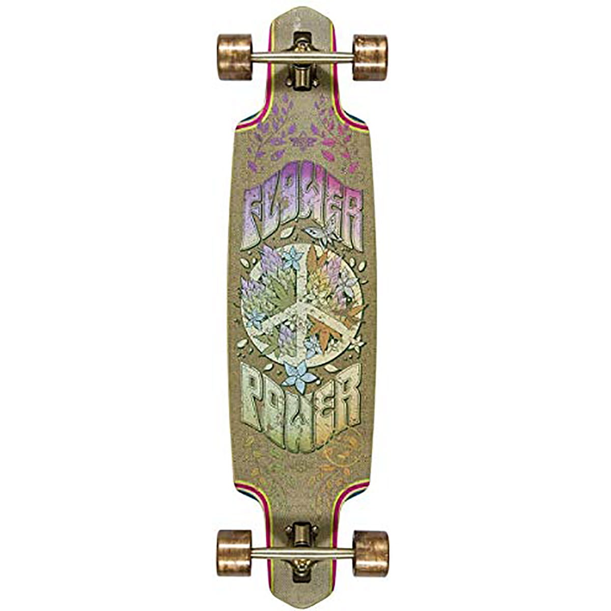 Duster Flower Power Skateboard Complete,Hemp/Multi,38" L X 9.5" W - 26.5" WB