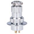 thumbnail image 2 of 15 piezas Conector de clavija de aviación Placa de brida redonda Adaptador de cable de metal 15 A 250 V 25 mm BEM25-3Y (3 pines), 2 of 14