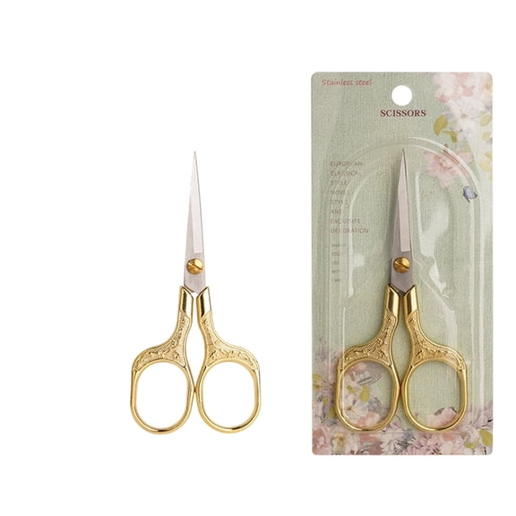 Precision Stainless Steel Scissors Vintage Embroidery and Sewing Scissors for Needlework Tailoring Fabric and Thread Small Craft Snips for DIY Arts and Crafts Gold