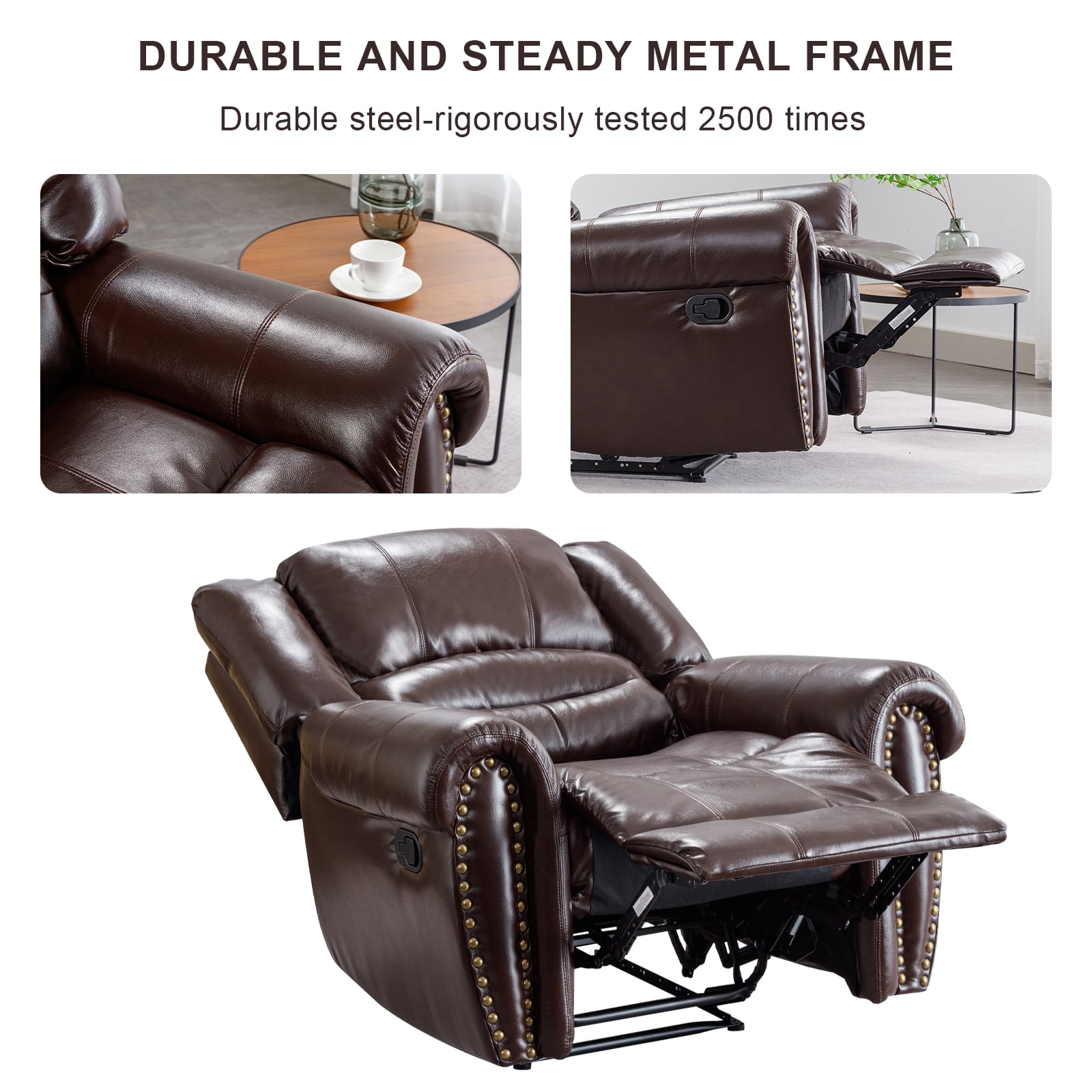 Bonzy Home Recliner Vintage Reclining Chair Sofa for Living Room Bedroom