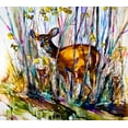 thumbnail image 2 of Art by Leslie Franklin 13x12 Gold Ornate Wood Framed with Double Matting Museum Art Print Titled - Oh Deer Me, I See Three, 2 of 4