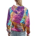 thumbnail image 7 of Picia Rainbow Melting Ice Cream Pattern Casual Women's Hoodie, Hooded Sweatshirt with Kangaroo Pocket, Comfortable Pullover with Eye-catching Drawstrings-Small, 7 of 7