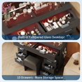 thumbnail image 3 of Large Vanity Desk with Mirror & Lights, Modern Makeup Table with 10 Drawers, Glass Top, Charging Station & Stool, 3 of 6