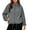 (New2)Gray, variant on Women Zip Up Wind Resistant Jacket Trendy Elastic Long Sleeve Cropped Coat Casual Windbreaker Travel Loose Fit Outerwear