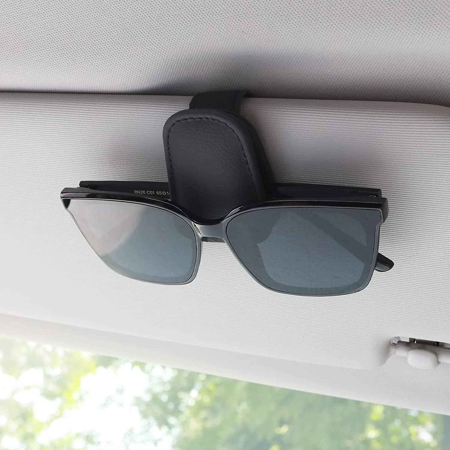 KanSmart Sunglass Holder for Car Visor Sunglasses Clip Magnetic Leather  Glasses Eyeglass Holder Truck Car Interior
