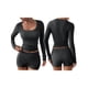 thumbnail image 3 of Conjunto Deportivo de Yoga para Mujer de 2 Piezas: Camiseta de Larga Ajustada y Shorts. Gris M, 3 of 7
