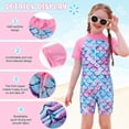 thumbnail image 3 of Marendyee Girls Ariel Mermaid Swimsuit One Piece Bathing Suit Zipper with UPF 50+ Rashguard Swimwear Printed One Piece Beach 5-6 Years 120 CM, 3 of 14