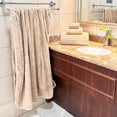 thumbnail image 6 of 39x78 Inches Oversized Bath Sheets Towels Set Large Shower Towels for Bathroom Luxry Plush Super Soft Absorbent Stripe Hanging Loop Microfiber 80% Polyester (Beige, 6PCS), 6 of 13