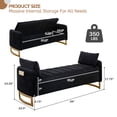 thumbnail image 3 of BaseBeauty 66" Storage Bench for Bedroom, End of Bed Bench with Gold Legs, Black Bench for Bedroom with 2 Pillows, Velvet, 3 of 11