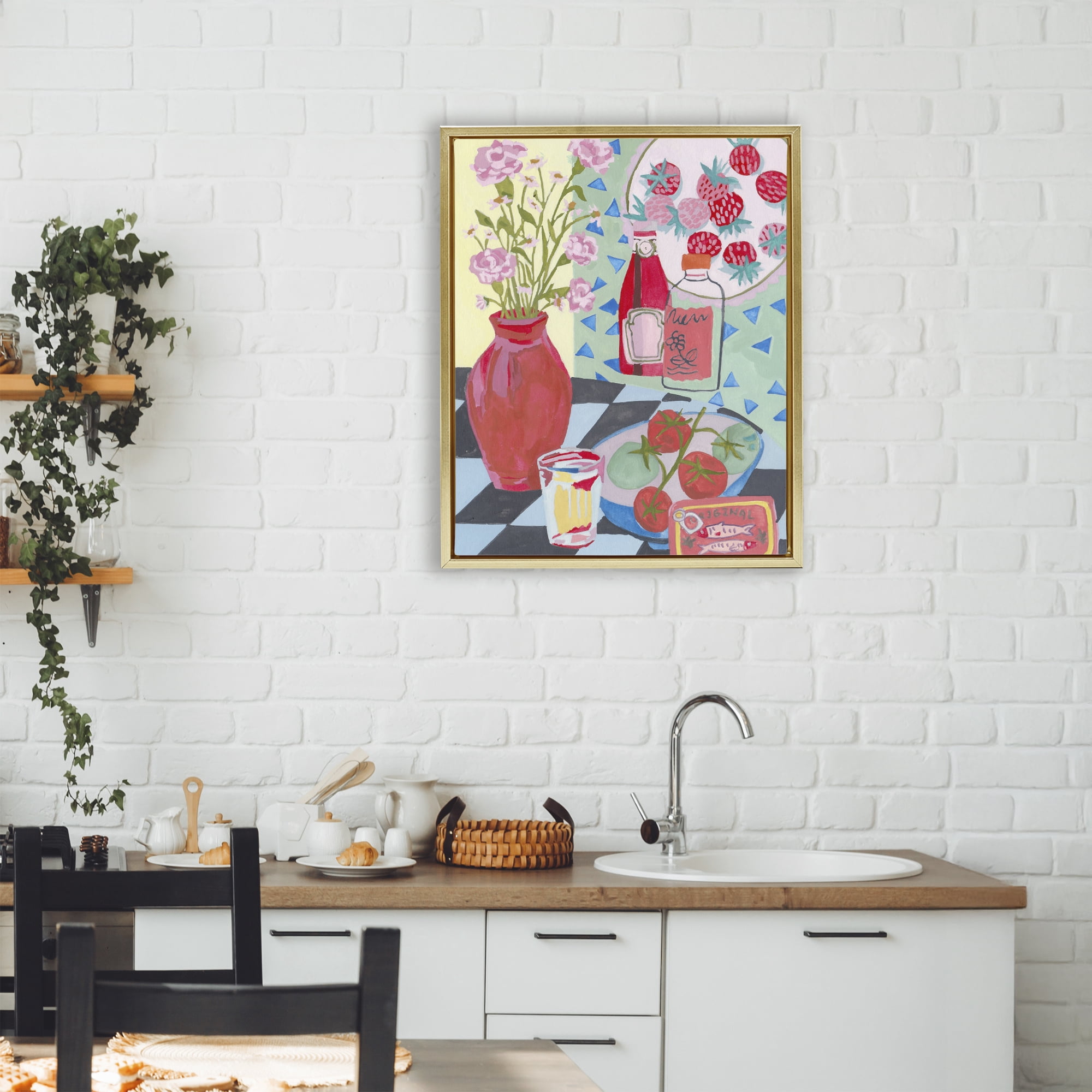 Stupell Industries Kitchen Sauces Still Life Gold Framed Floater Canvas Wall Art, design by Melissa Wang