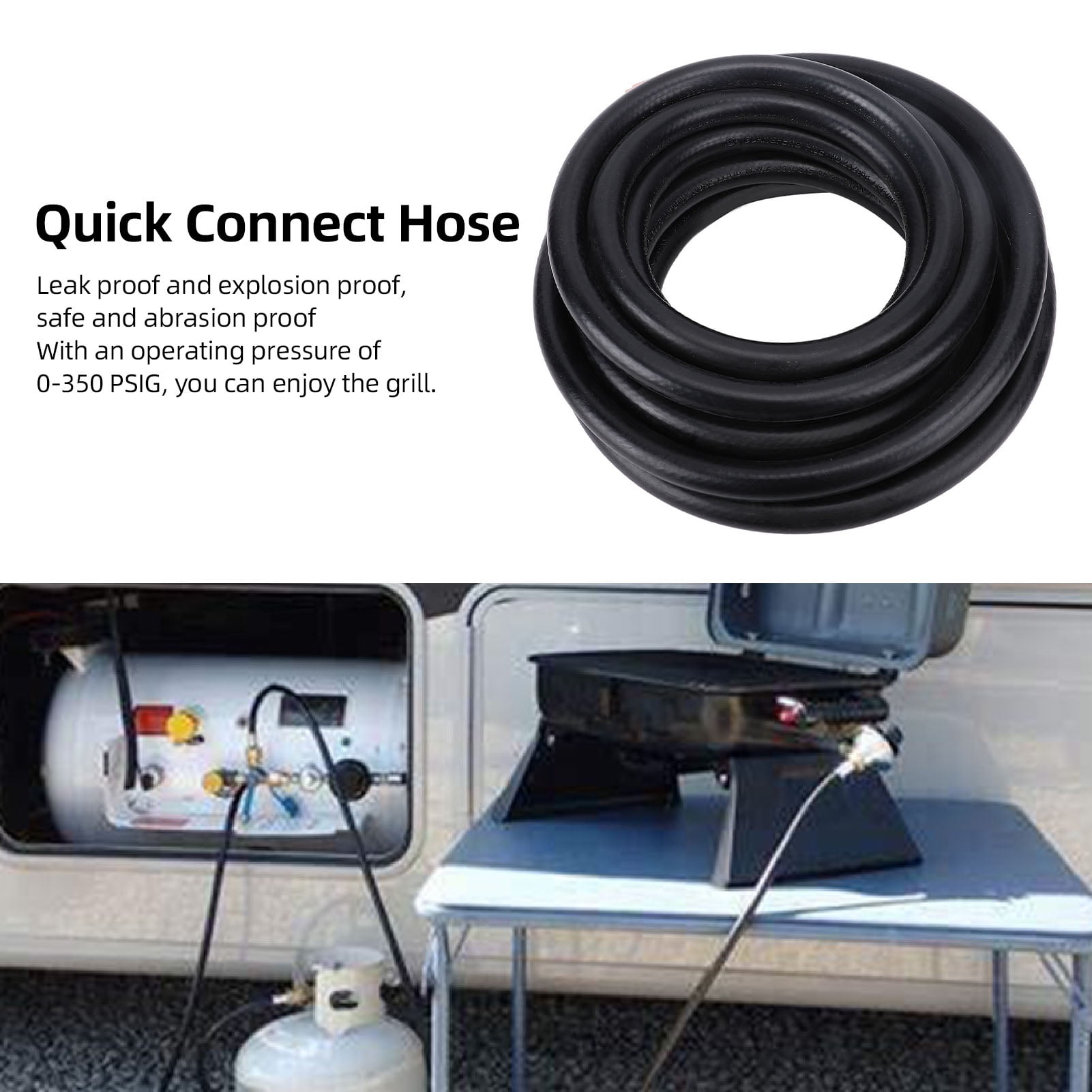 BIMZUC High Pressure Propane Gas Line Extension Hose QCC1 1lb to 20lb Tank Converter 20ft / 6.1m RV Grill Fire Pit Heater Connector 3/8in Female to 1/8in MNPT Fitting