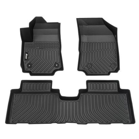 Ikon Motorsports All Weather TPE Floor Mats Liner Fits 2018-2024 Chevy Equinox/ GMC Terrain, 3D Molded Non-slip Waterproof Carpets Guard Black 3PCS