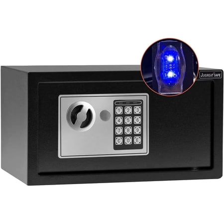Safety box electronic digital safe with sensor light steel structure hidden lock can be wall-mounted or cabinet fixed design suitable for home office hotel business 0.4 cubic feet black