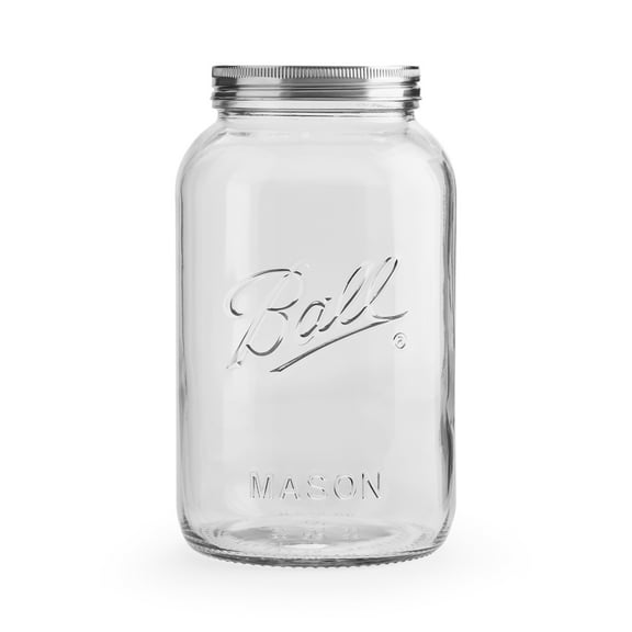 Ball Gallon Mason Jar with Stainless Steel Lid, Airtight Glass Storage Container with Lid, Extra Large Ball Jar for Flour, Sugar, Dog Treats, and Pantry Organization