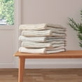 thumbnail image 6 of LR Home Talia Gray/Ivory Striped Lightweight Cotton Blend Embroidered Throw Blanket, 50" x 60", 6 of 8