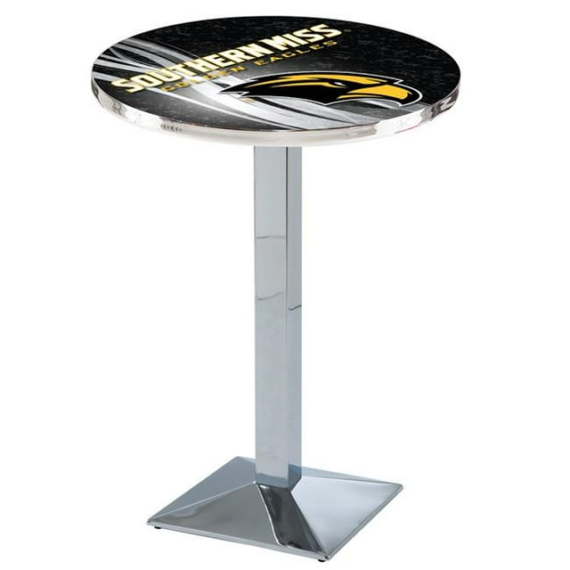 Holland Bar Stool L217C4228SouMis-D2 42 in. Sud Miss Aigles Dorés Table de Pub avec 28 Po Top&44; Chrome
