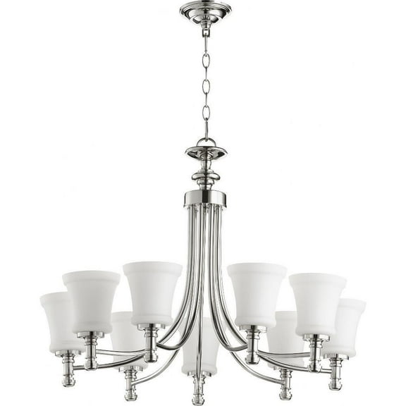 Transitional Nine Light Chandelier in Polished Nickel Finish Bailey Street Home 183-Bel-2534888