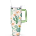 thumbnail image 2 of Mug with Handle and Straws 40 oz Stainless Steel Cactus Travel Cup Birthday Present for Men Dad Son Husband Gifts for Him/Her Water Bottle, 2 of 7