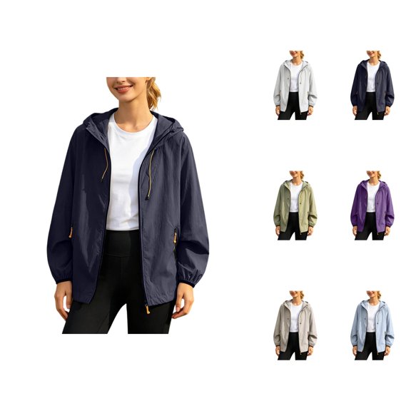 Hooded Sun Jacket Men Women Summer Fall Lightweight Long Sleeve Loose Casual Zip Up Sun Hoodie with Pockets Fishing Outerwear