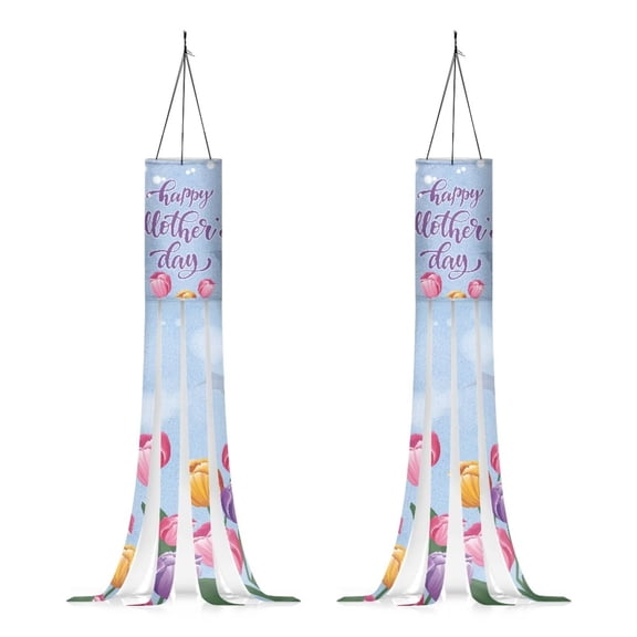 xixirimido Tulip Flower Windsocks Outdoor 40 inch Happy Mothers Day Outside Decoration Party Garden Wind Sock Flags