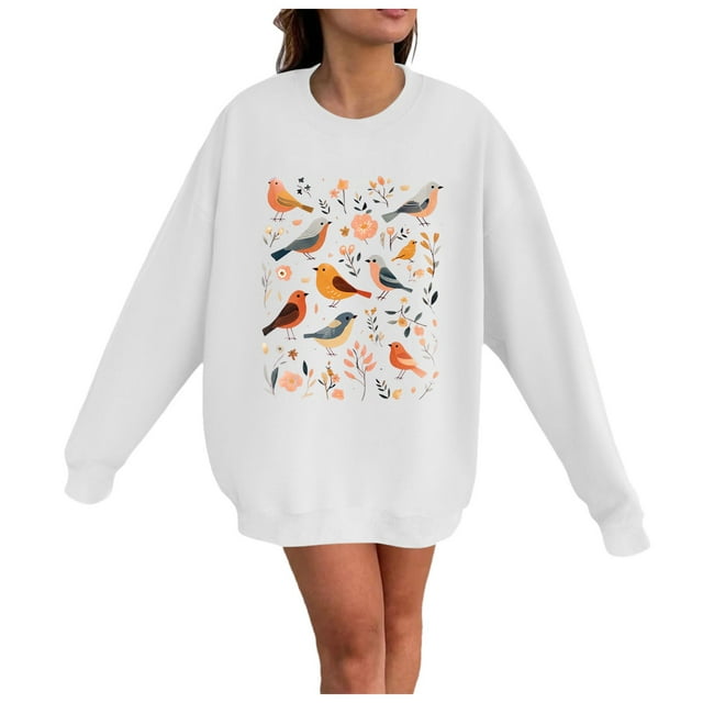 TINZ Mignon Oiseau Chandail en Molleton Col Rond pour Femmes Veste Athlétique Douce avec Capuche Chandails en Molleton Juniors pour Femmes