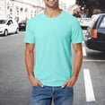 thumbnail image 2 of ibiyuan Men's Cotton T Shirts Short Sleeve Vintage Crewneck Shirts Kingdom T-Shirt Workout Casual Tops Button Henley Tees,Mint Green, 2 of 5