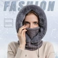 thumbnail image 5 of GRNSHTS Women Winter Hood Faux Fur Hat with Knitted Ski Mask Scarf Neck Warmer Fleece Lined Balaclava for Snow Outdoor Sports (Gray), 5 of 8