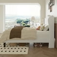 thumbnail image 3 of Amolife Full Bed Frame with Velvet Upholstered Wingback Headboard, Personalized Platform Bed, No Box Spring Required, White, 3 of 10