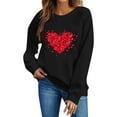 thumbnail image 6 of FAWUUDO Womens Sweet Valentines Crewneck Pullover Loose Fit Long Sleeve Heart Print Graphic Sweatshirt Casual Cozy Romantic Holiday Wear Black L, 6 of 7