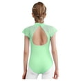 thumbnail image 2 of Haitryli Kids Girls Cap Sleeve Floral Lace Ballet Dance Leotard Backless Gymnastics Jumpsuit One Piece Bodysuit Dancewear Light Green 15-16, 2 of 5