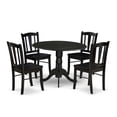 thumbnail image 2 of East West Furniture DLDL5-BLK-W - 5-Pc Dining Room Set - 4 dining room chairs and 1 Drops Leaf Kitchen Table - Black Finish, 2 of 8
