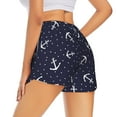 thumbnail image 4 of Picia Anchors Pattern Women's 2 in 1 Athletic Running Shorts High Waisted Workout Casual Gym Sweat Shorts with Comfy Liner Zipper Pockets-X-Large, 4 of 9