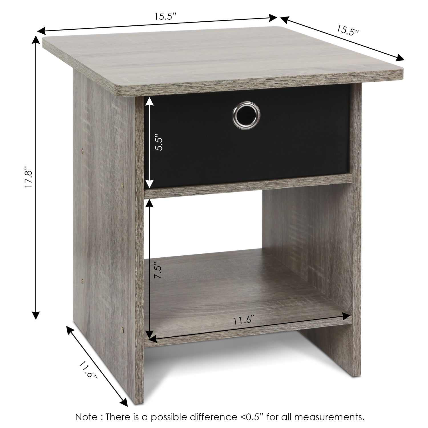 Furinno 10004 End Table Nightstand Storage Shelf With Bin Drawer Walmart Com Walmart Com