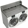 thumbnail image 5 of Washer Dryer Waterproof Countertop, Laundry Wood Shelf Topper with 2.75 Railimgs Edge, 54" x 27.5" Double Layer Organizer for Washer and Dryer Laundry Hamper Counter Storage Organization, Gray +White, 5 of 7