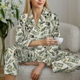 thumbnail image 6 of Daiia Skull with Cash for Women's Long-Sleeved Pajama Set – Soft & Comfortable Sleepwear Button-Up Pajamas Cozy Lounge Wear-XX-Large, 6 of 7