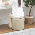 thumbnail image 5 of Joveco Round Storage Ottoman, Fabric Small Foot Rest Stool with Removable Lid, for Dorm, Living Room, Couch, Bedroom, Light Beige, 5 of 8