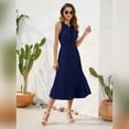 thumbnail image 5 of IWEMEK Women's Dress Pompom Solid Halter Sundress Plus Size Casual Skirts Comfort Blue Beach Dress for Wedding Guest 2025, 5 of 6