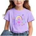 thumbnail image 1 of GreatBaby T-shirt Respirant pour Enfants avec Manches Courtes pour Garçons Filles Rentrée des Classes Saison Col Rond Manches Courtes Hauts Décontractés Polyvalents pour Extérieur (Violet 1,12 Ans), 1 of 7