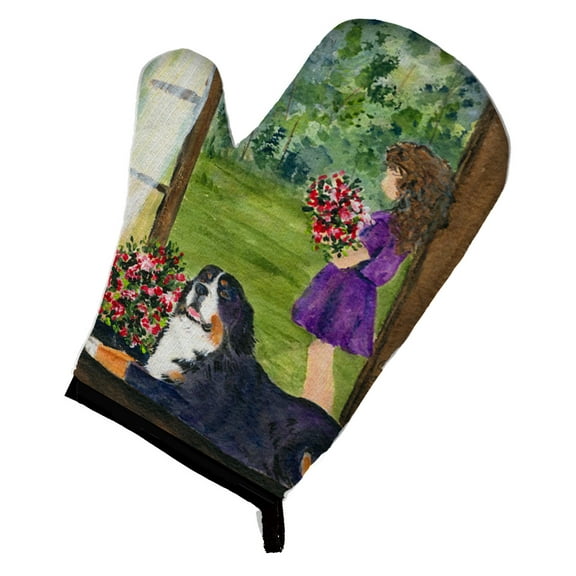Little Girl with her Bernese Mountain Dog Oven Mitt