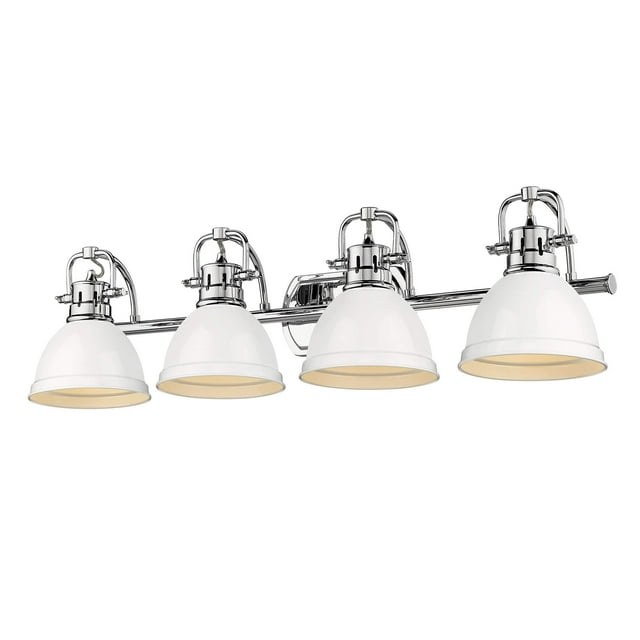 Duncan CH 4 Light Bath Vanity, Chrome with White Shades