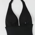 thumbnail image 7 of Mceream Women's High Waisted Drawstring Adjustment Bikinis Gathering Onepiece Swimsuit Black S, 7 of 7